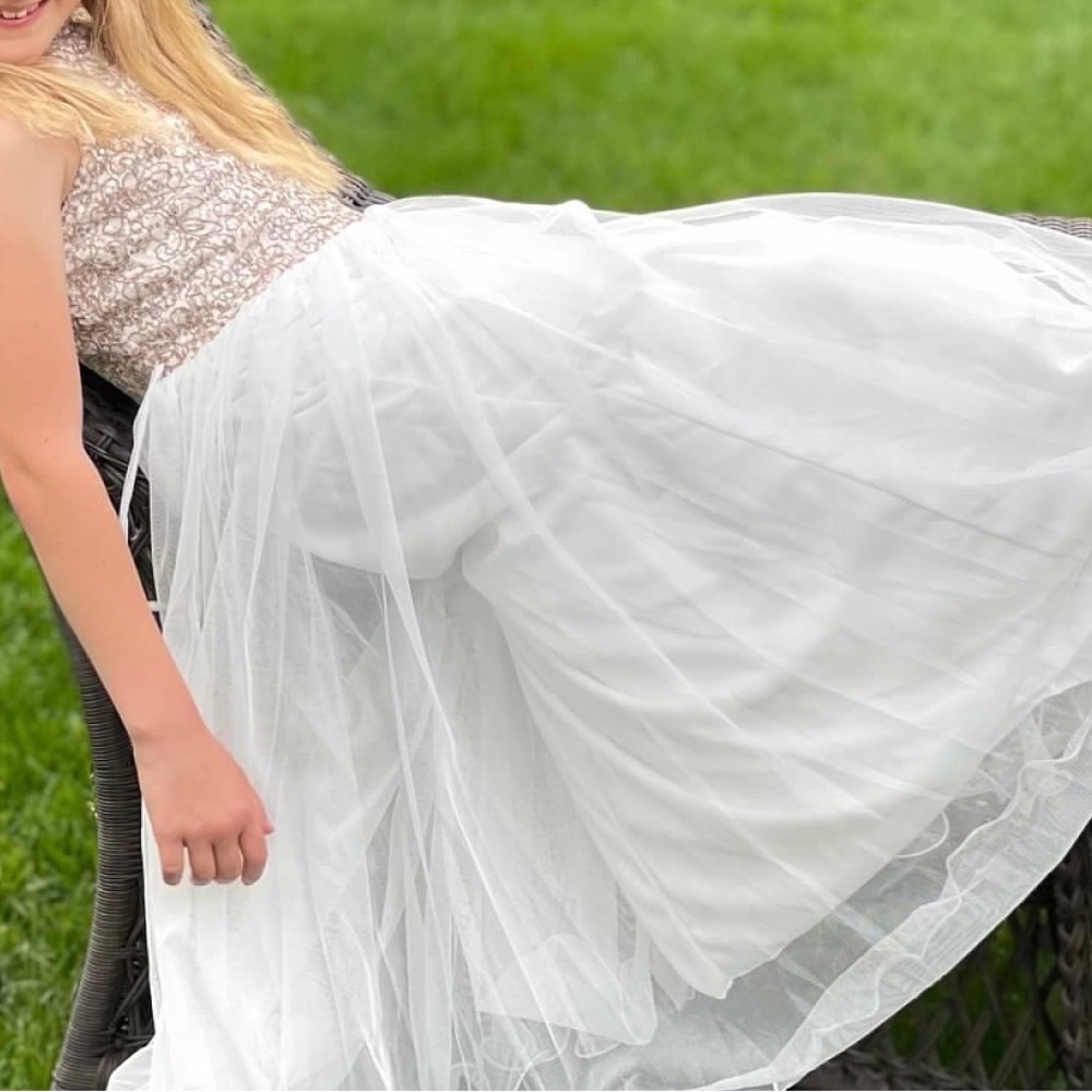 Champagne Sequin & Tulle Dress NWOT